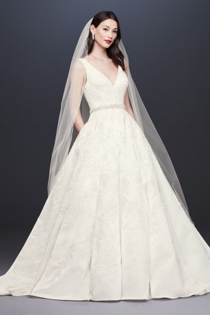 V-Neck Satin Wedding Dress